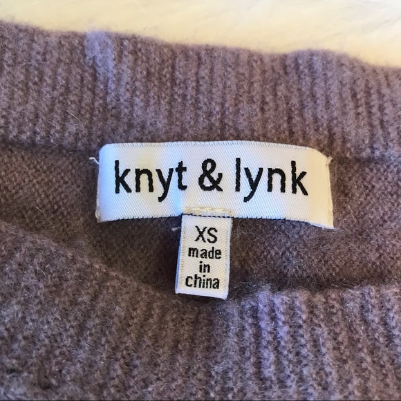 Knyt & Lynk 100% cashmere sweater seamless armpit sleeves smokey purple lavender - Picture 5 of 6